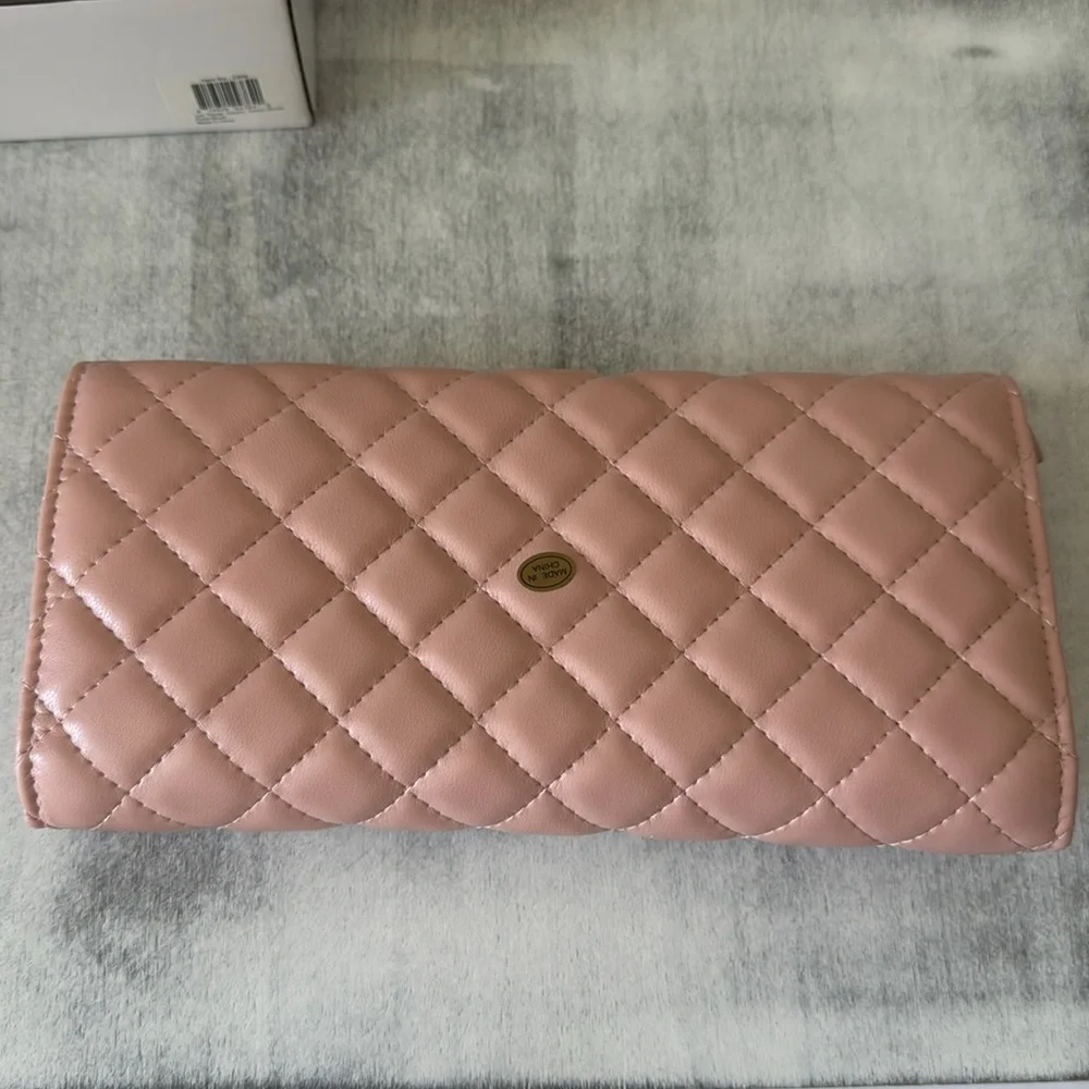 BROUK AND CO Leo Travel Jewelry Clutch Case Quilt Foldable Pink